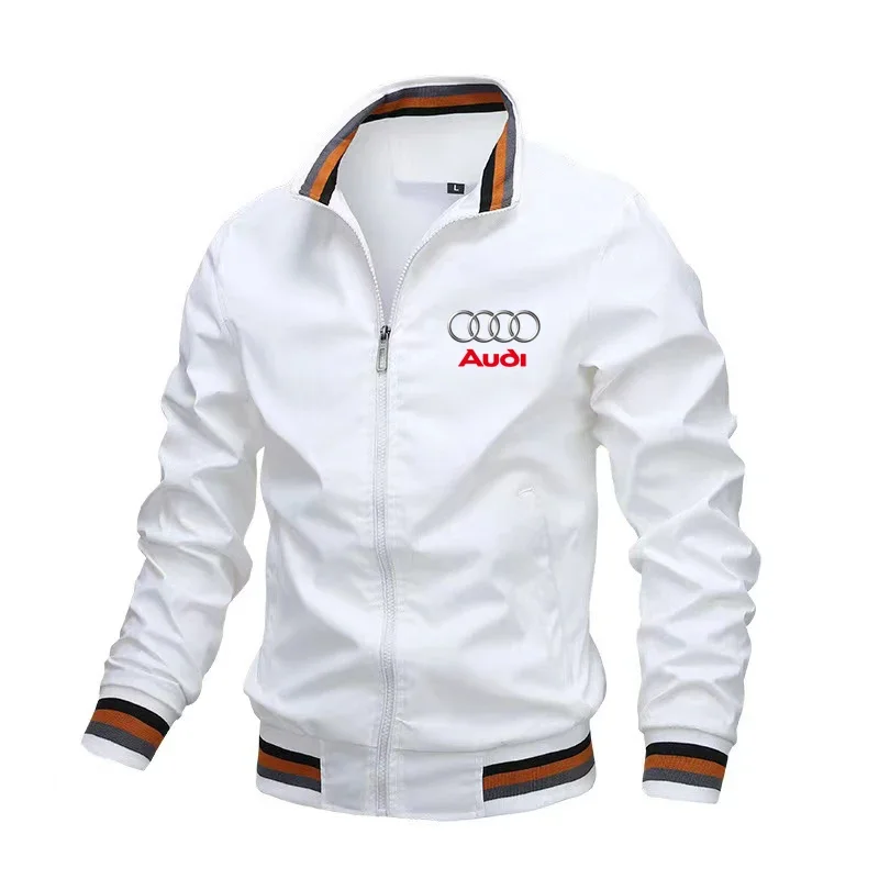 2024 New Motorcycle Jackets Men's Audi Car Logo Print Biker Jacket Windbreaker Casual Racing Jacket Audi Men's Clothing Coats