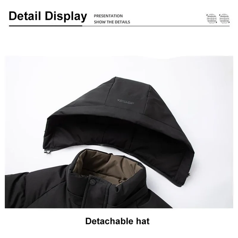 Graphene Warm Windproof Jacket Men 2024 Winter New Fashion Comfortable Thickened Outdoor Hooded Overcoat Male Casual Clothes