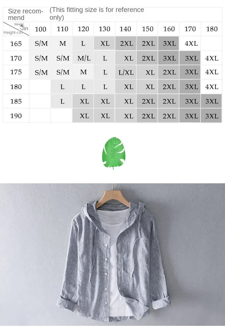 Spring Summer New Hooded Long-sleeved Solid Inen Shirt Trendy Men's Thin Loose Youth Fashionable Cotton Linen Sunscreen Shirt