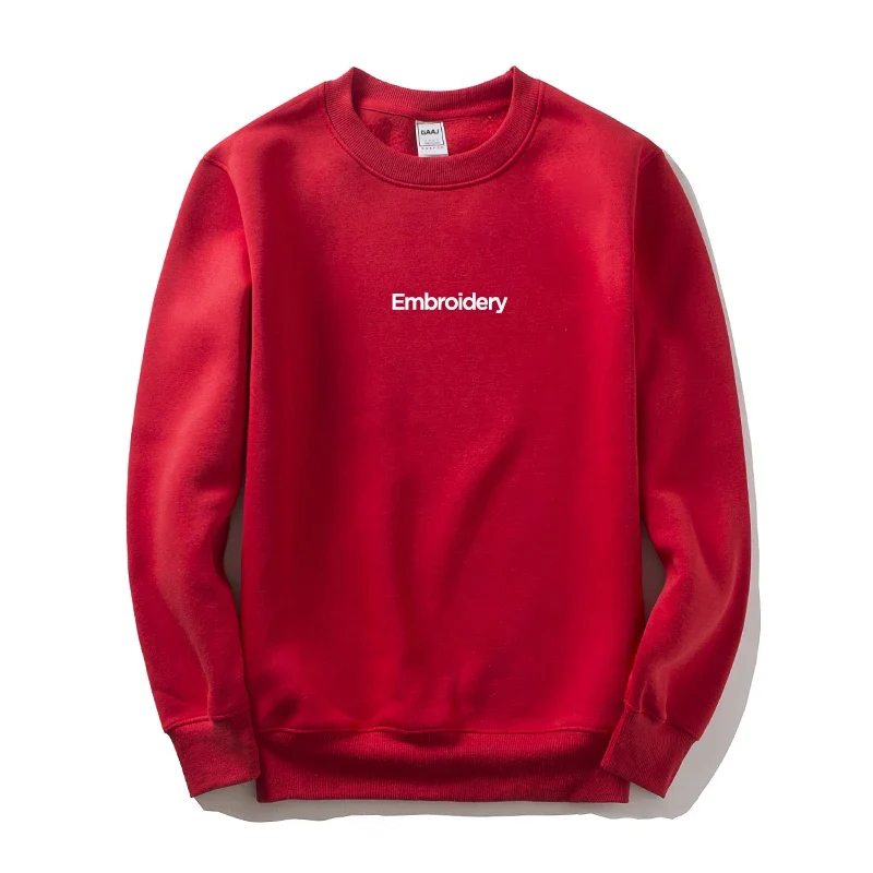 Custom Embroidery Cotton Sweatshirt Customized Brand Design Company Logo Text Men Women Thick Fleece Warm Quality Clothes 350gsm