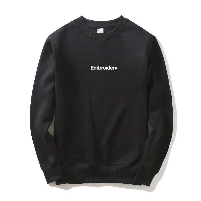 Custom Embroidery Cotton Sweatshirt Customized Brand Design Company Logo Text Men Women Thick Fleece Warm Quality Clothes 350gsm