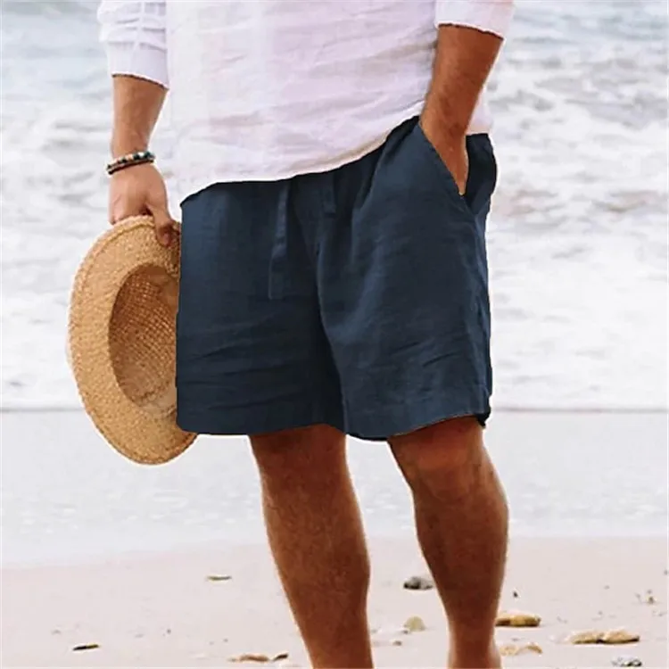 2025 Linen fabric summer Sports Shorts Men Beaching Shorts pocket Bodybuilding Sweatpants Fitness Jogger Running Gyms Men Shorts