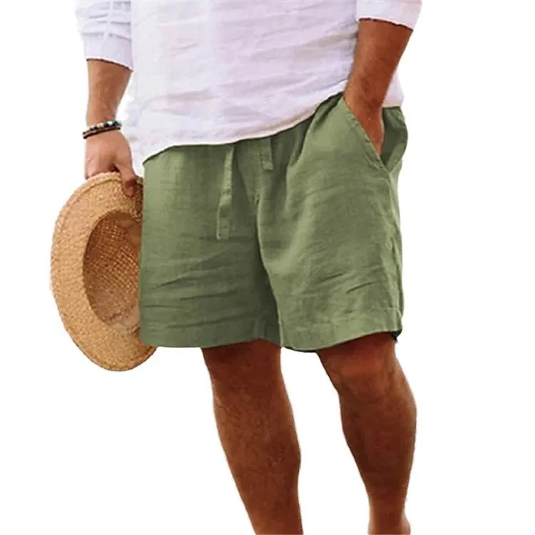 2025 Linen fabric summer Sports Shorts Men Beaching Shorts pocket Bodybuilding Sweatpants Fitness Jogger Running Gyms Men Shorts