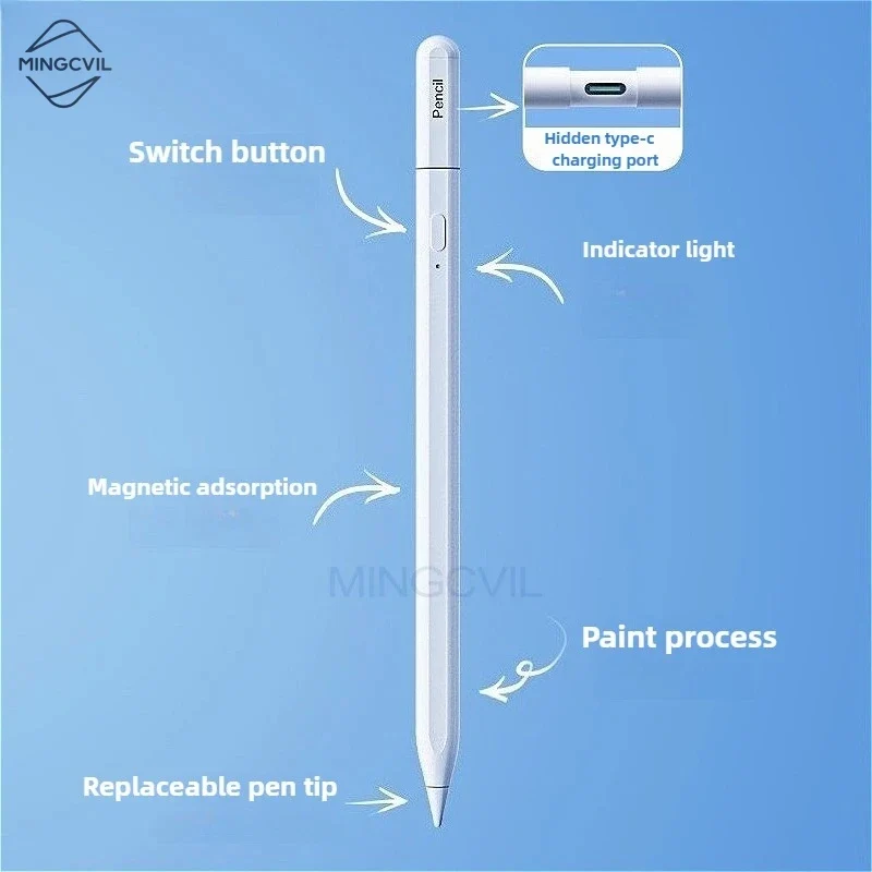 For iPad Pencil 2025 M4 Stylus Pen for Air 6 M2 Pro M3 with Palm Rejection Tilt for iPad Pro 11 12.9 13 7/8/9/10/11th mini 5 6 7