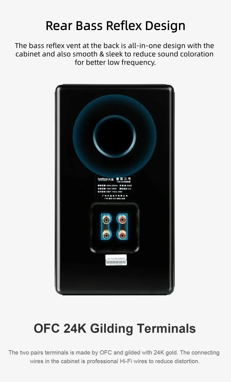 Winner TD-3 Hi-Fi Passive Bookshelf Speakers, 2.0 Stereo Wooden Enclosure Audiophile System for Home Audio