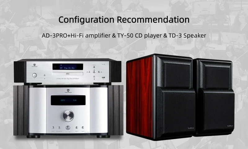 Winner TD-3 Hi-Fi Passive Bookshelf Speakers, 2.0 Stereo Wooden Enclosure Audiophile System for Home Audio