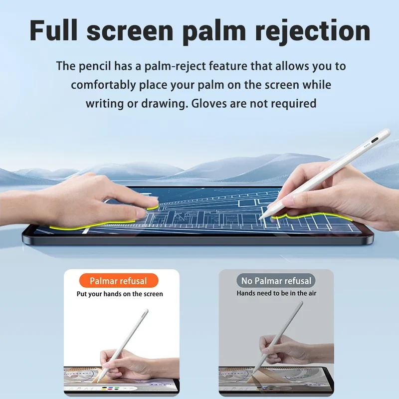 Pencil for Apple iPad with Palm Rejection Stylus Pen for iPad Air M2 Pro 13 Pro 12.9 10 Gen 7th 8th 9th 10.2 for iPad Pencil
