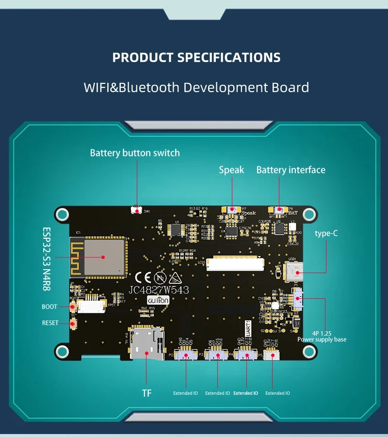 Guition ESP32-S3 8M PSRAM 4M FLASH 4.3-inch IPS 480*272 LCD display module with WIFI and Bluetooth