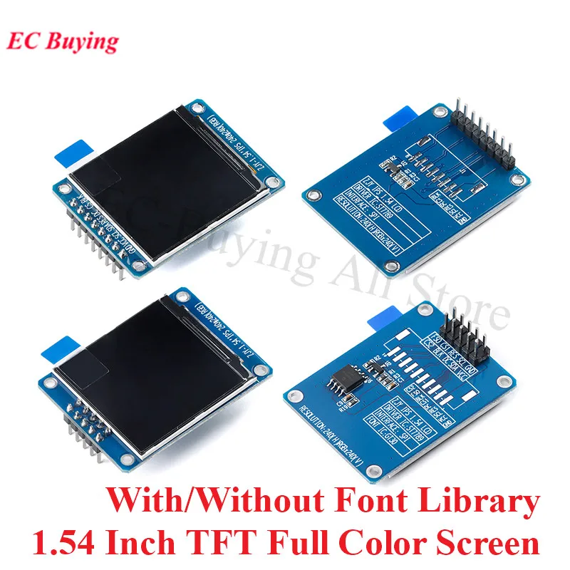 1.54 Inch 1.54" Full Color TFT Display Module HD IPS LCD LED Screen 240x240 SPI Interface ST7789 With/Without Font Library