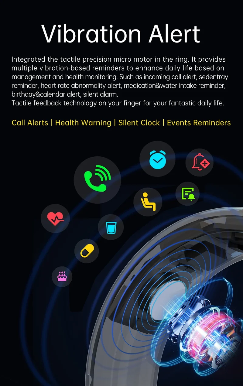 2026 Health Monitoring Smart Ring, Continuous Heart Rate Blood Oxygen Sleep Tracker, Silent Vibration Notification Smart Ring