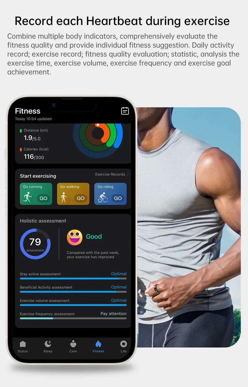 2026 Health Monitoring Smart Ring, Continuous Heart Rate Blood Oxygen Sleep Tracker, Silent Vibration Notification Smart Ring