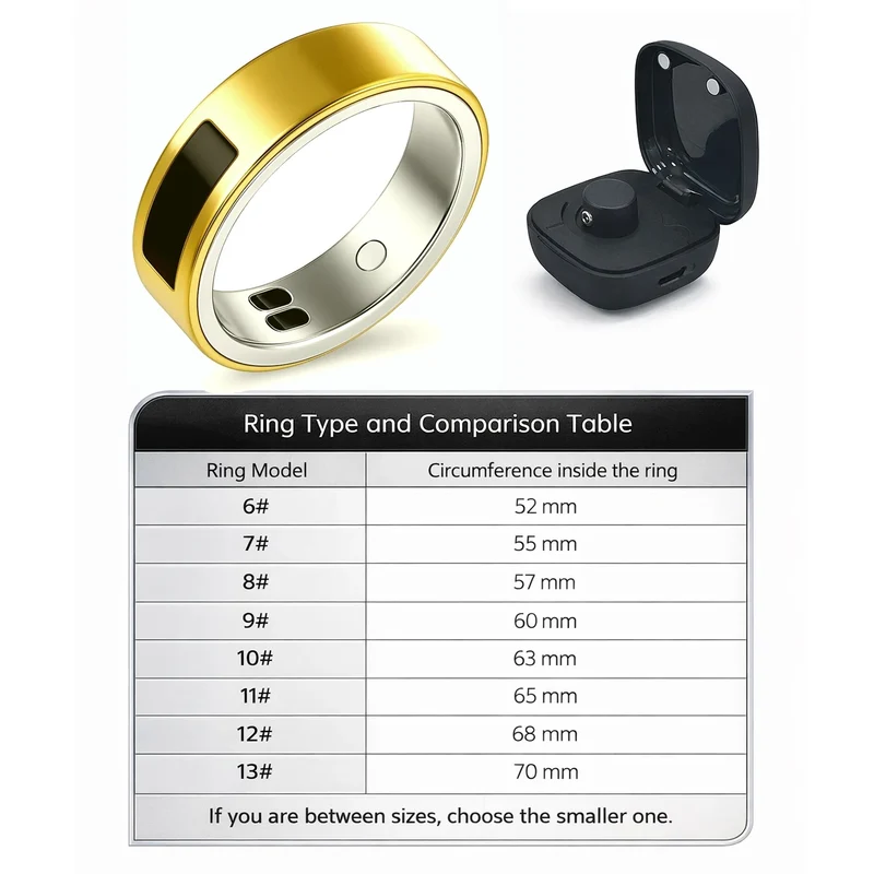 2026 Health Monitoring Smart Ring, Continuous Heart Rate Blood Oxygen Sleep Tracker, Silent Vibration Notification Smart Ring