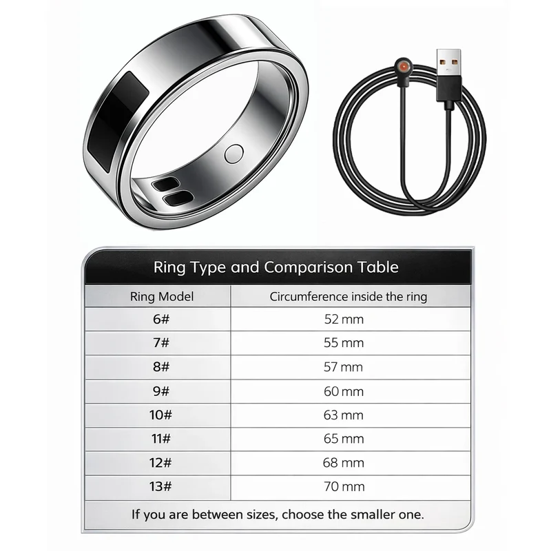 2026 Health Monitoring Smart Ring, Continuous Heart Rate Blood Oxygen Sleep Tracker, Silent Vibration Notification Smart Ring