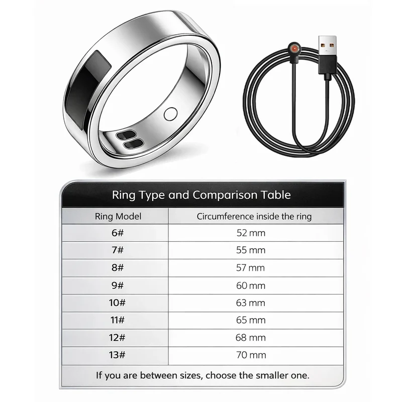 2026 Health Monitoring Smart Ring, Continuous Heart Rate Blood Oxygen Sleep Tracker, Silent Vibration Notification Smart Ring