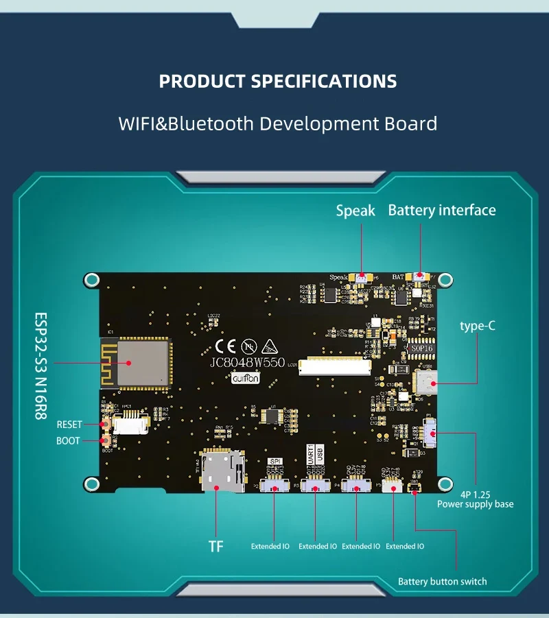 Guition ESP32S3 8M PSRAM 16M FLASH 5-inch IPS 800*480 high-definition LCD display module Capacitive touchwith WIFI and Bluetooth