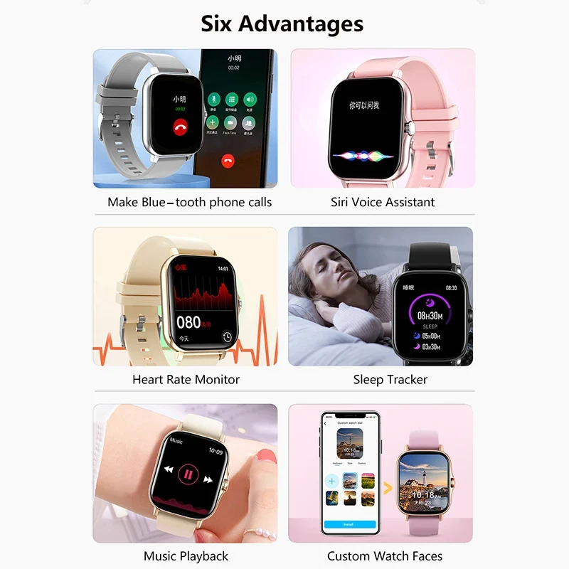 Sport Smart Watch Fitness Clock Health Monitor Waterproof Smartwatch Bluetooth Call Watches for Men Women IOS Android Phone 2025