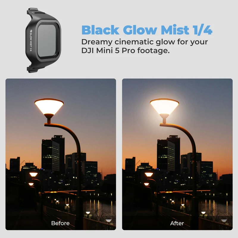 Freewell Everyday 4 Pack Filters for DJI Mini 5 Pro, Included UV, CPL, LPR and Glow Mist 1/4 Drone Filter Accessories