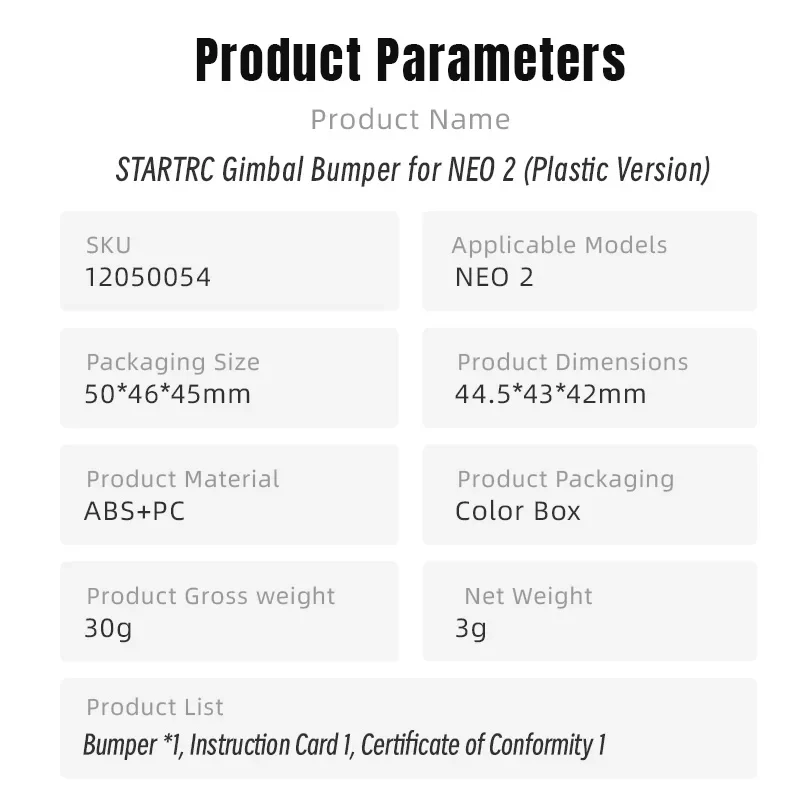 STARTRC Gimbal Bumper Guard for DJI Neo 2 Accessories ABS Anti-Collision Protection Guard Bar for DJI Neo 2 Drone Camera