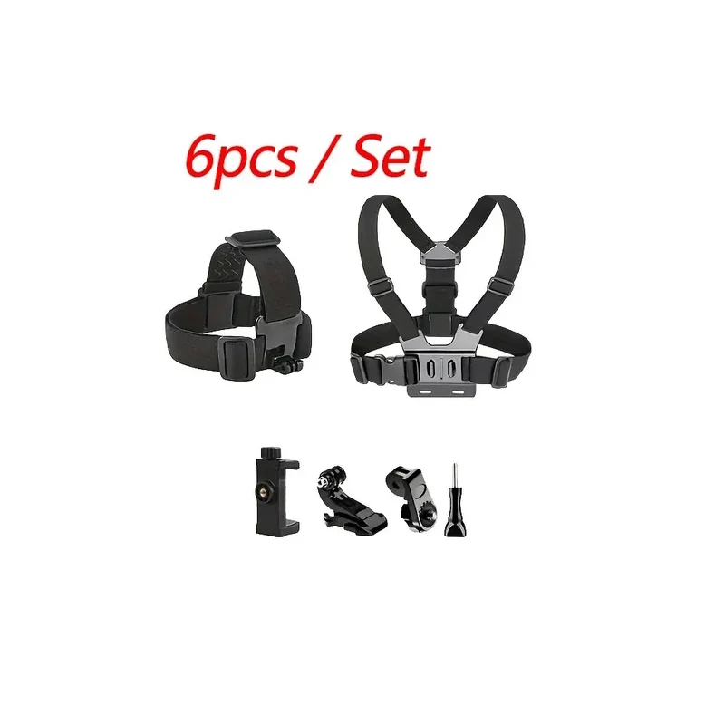 Action Camera Accessories Kit Head Strap Chest Strap Mount Adjustable Holder for GoPro Phone DJI Osmo SJCAM AKASO insta360