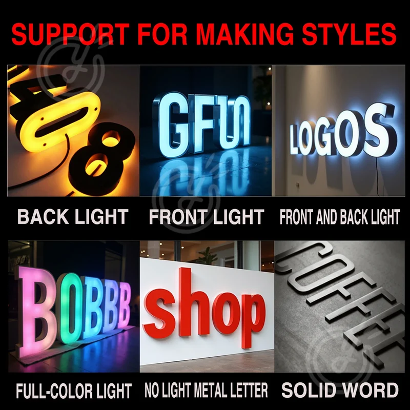 Custom Made LED 3D Sign Metal Backlit Letters for Outdoor Business Storefront Waterproof Advertising Display