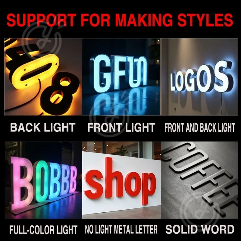 Custom Made LED 3D Sign Metal Backlit Letters for Outdoor Business Storefront Waterproof Advertising Display