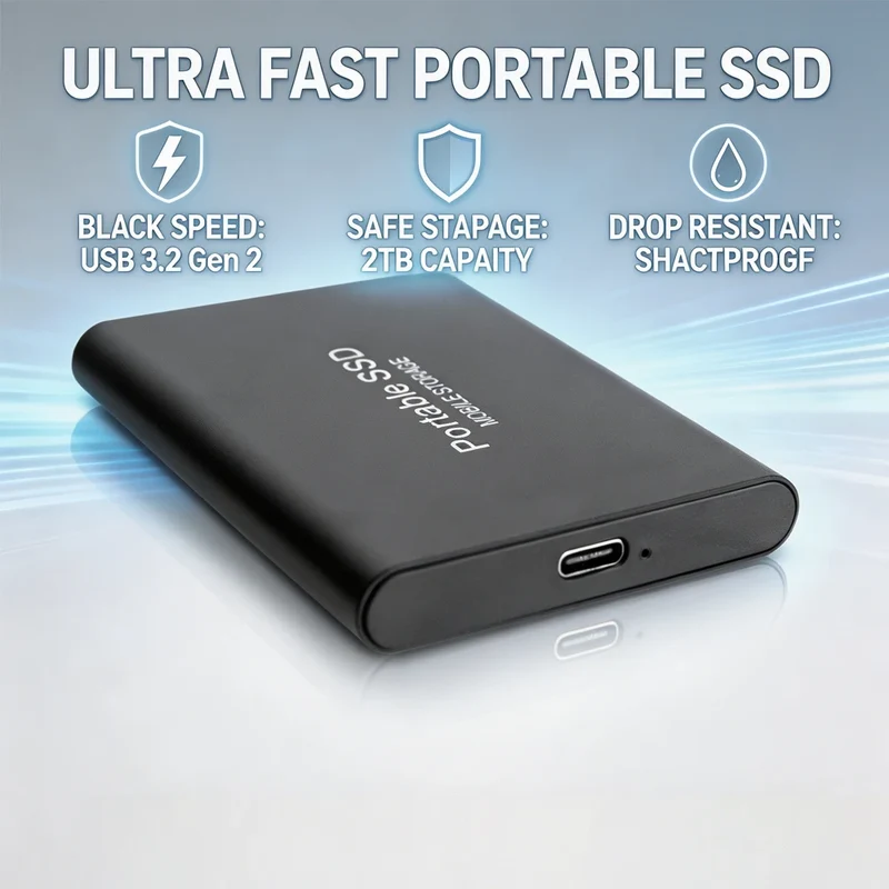 Highly cost-effective external hard drive, durable, efficient, and portable, with 256TB high-speed USB 3.1 Type C