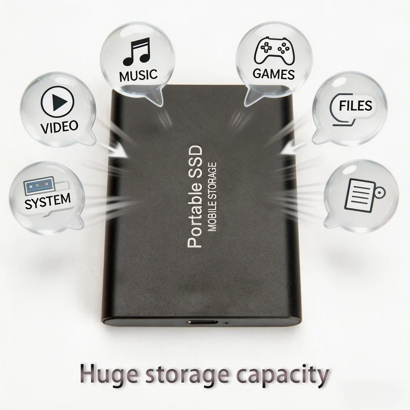 Highly cost-effective external hard drive, durable, efficient, and portable, with 256TB high-speed USB 3.1 Type C