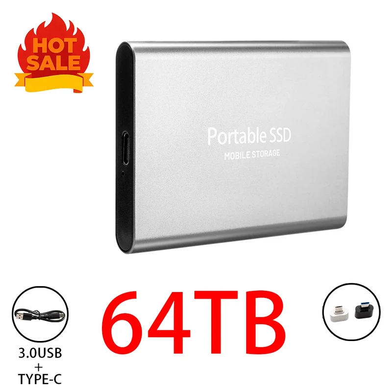 Highly cost-effective external hard drive, durable, efficient, and portable, with 256TB high-speed USB 3.1 Type C