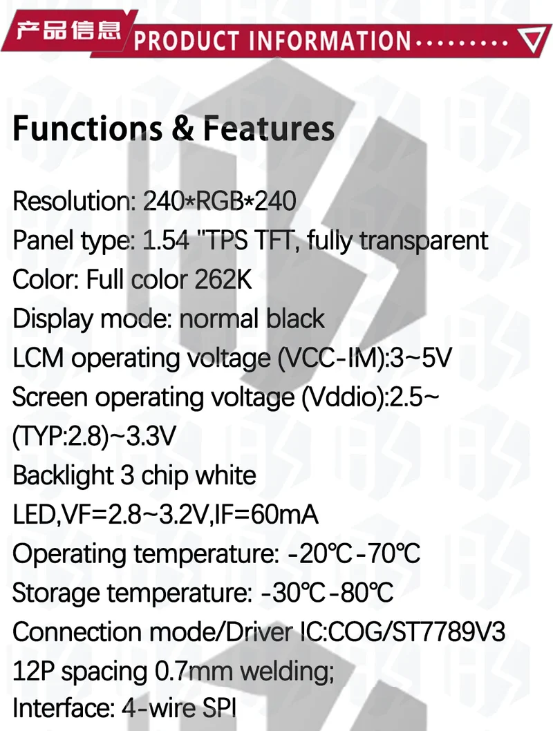 1.54 Inch 1.54" Full Color TFT Display Module HD IPS LCD LED Screen 240x240 SPI Interface ST7789 For Arduino