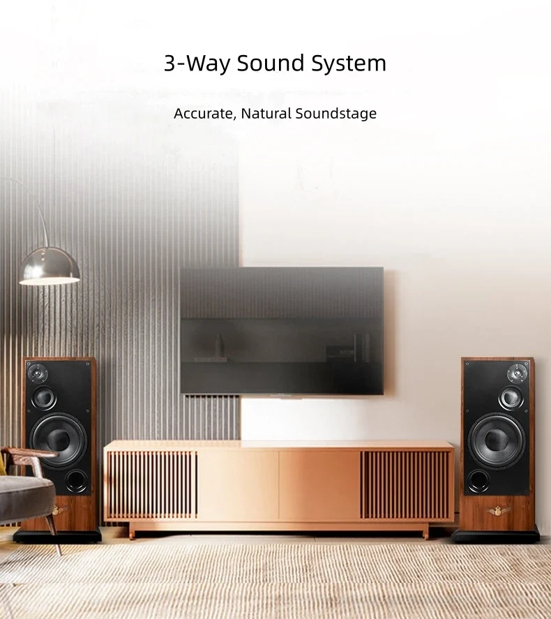 BN-186 3-Way Hi-Fi Floor Standing Speakers, 12-Inch Passive Tower Audiophile System for Home Audio