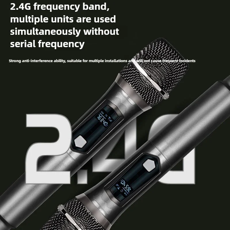 108 One to Two Professional Portable Wireless 2.4g Microphone Dynamic LED Display Noise Cancelling Outdoor Stage Singing Karaoke