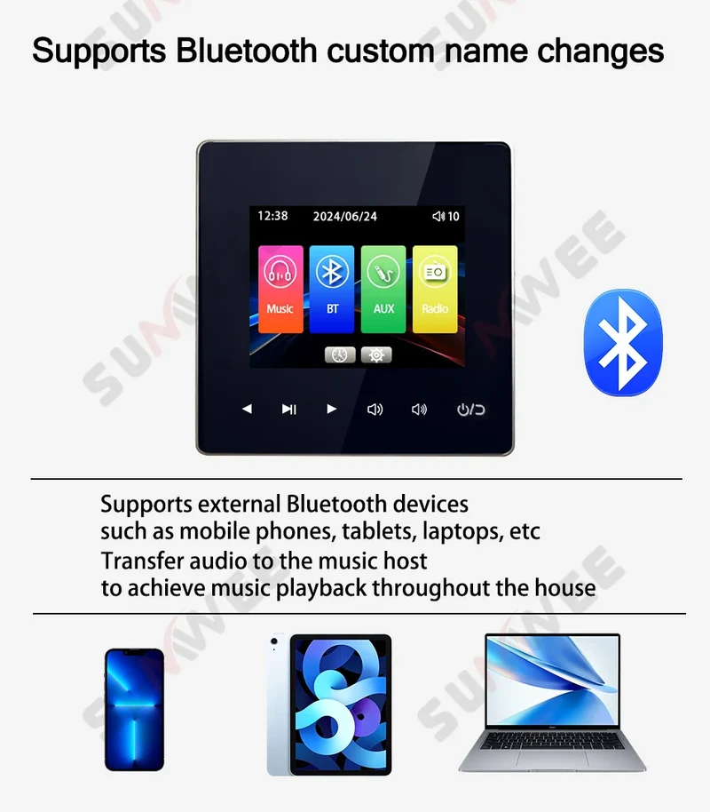 Home theater Background music system audio in wall power amplifier bluetooths player sound TF AUX control panel ceiling speakers