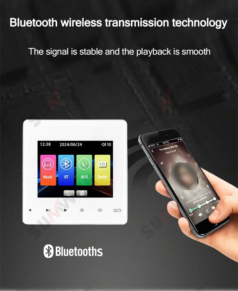 Home theater Background music system audio in wall power amplifier bluetooths player sound TF AUX control panel ceiling speakers