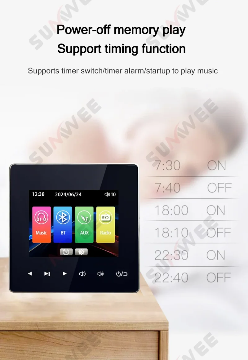 Home theater Background music system audio in wall power amplifier bluetooths player sound TF AUX control panel ceiling speakers