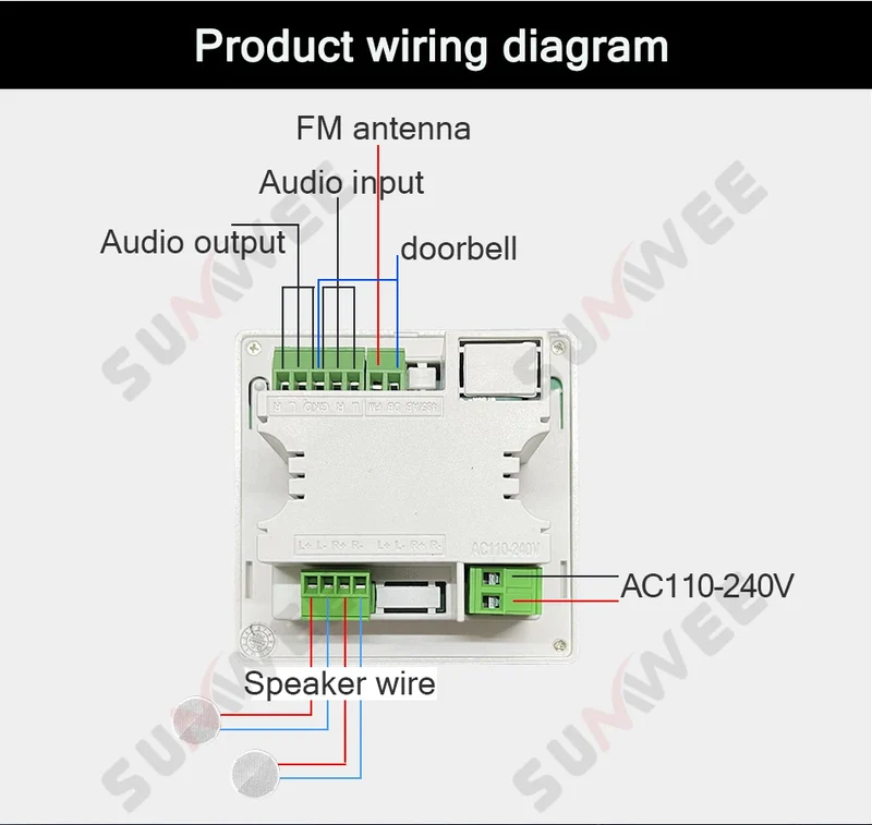 Home theater Background music system audio in wall power amplifier bluetooths player sound TF AUX control panel ceiling speakers