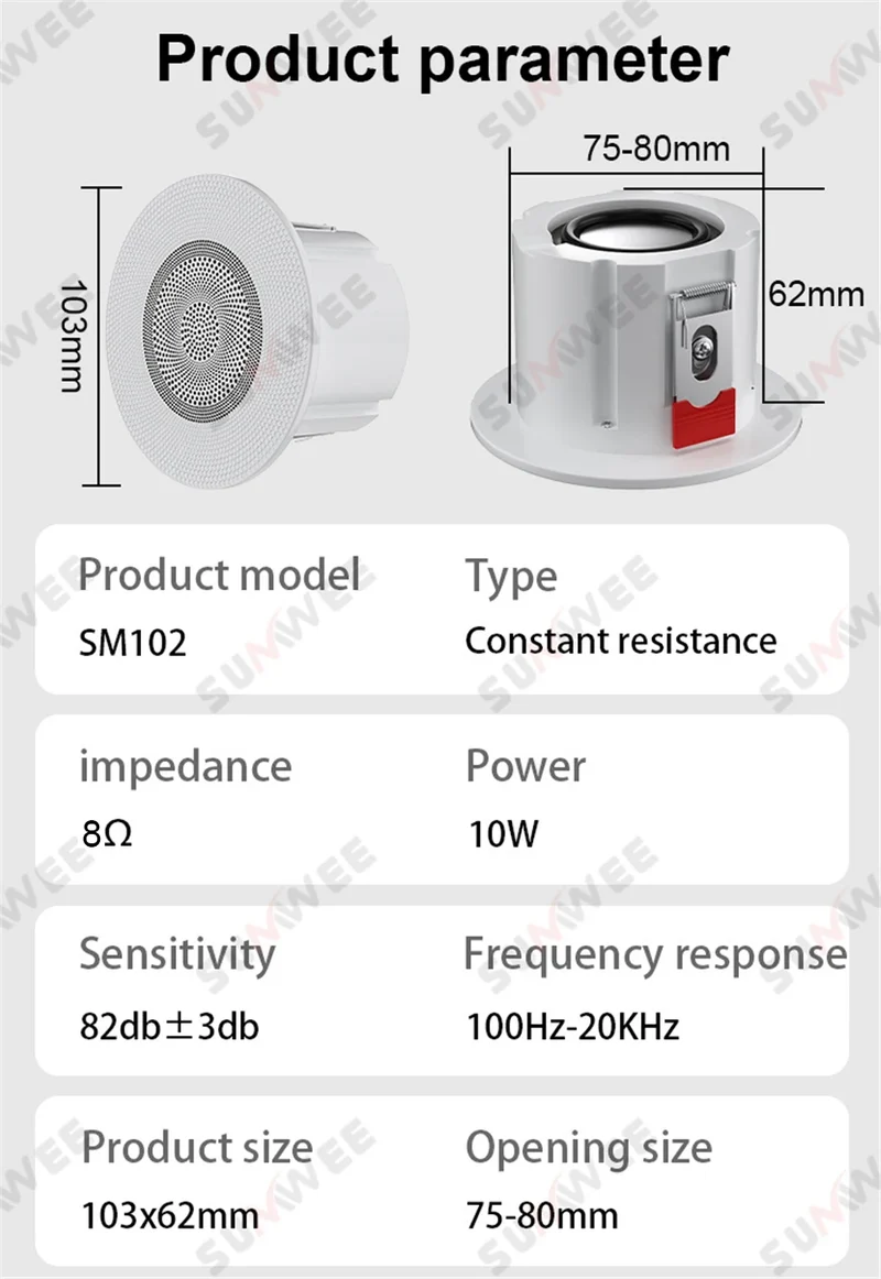 Home theater Background music system audio in wall power amplifier bluetooths player sound TF AUX control panel ceiling speakers