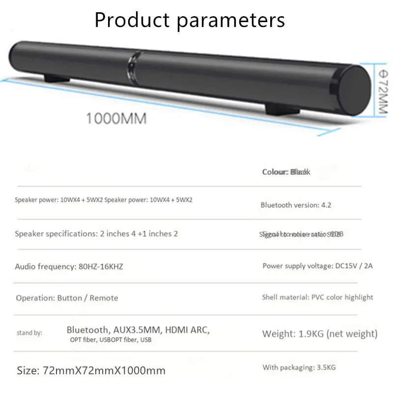 TV Echo Wall Bluetooth Speaker Separate Integrated 6 Horn Desktop Subwoofer 3.5 MM Audio Interface Stereo Sound Home Speakers