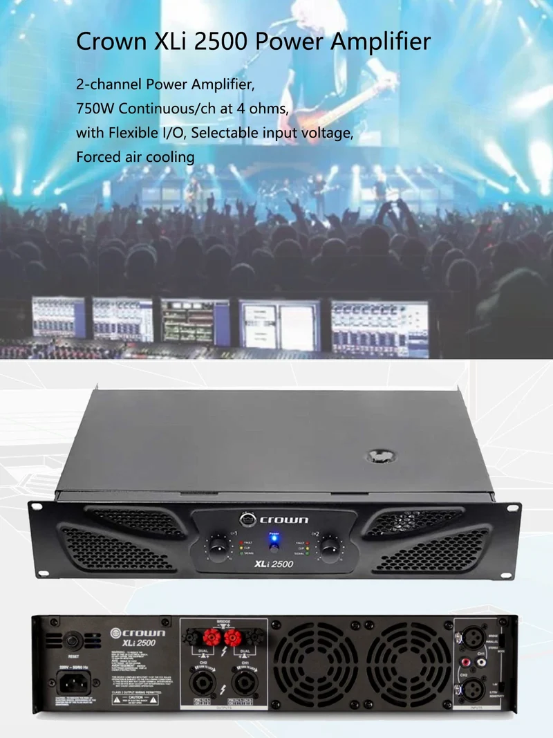XLi 2500 Power Amplifier Professional Audio DJ Equipment Line Array Speakers Subwoofer Speakers Stage Wedding KTV Home Use