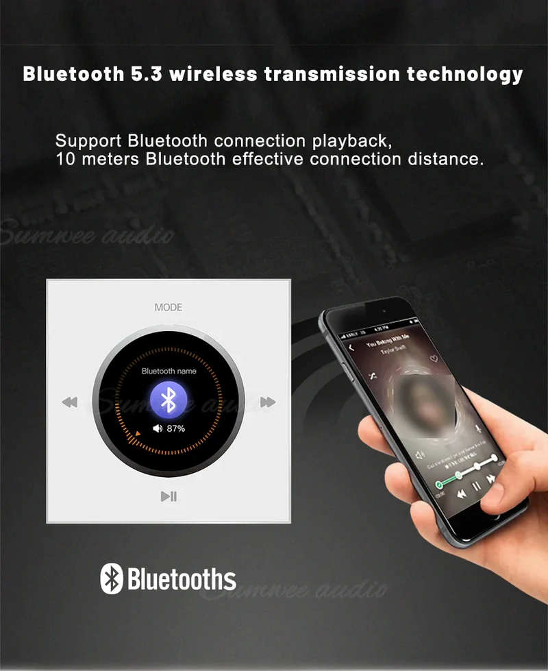 86 Background Music system Bluetooth-compatible HiFi Home Theater Stereo Sound Mini Wall Amplifier Panel M3 Ceiling Speaker sets