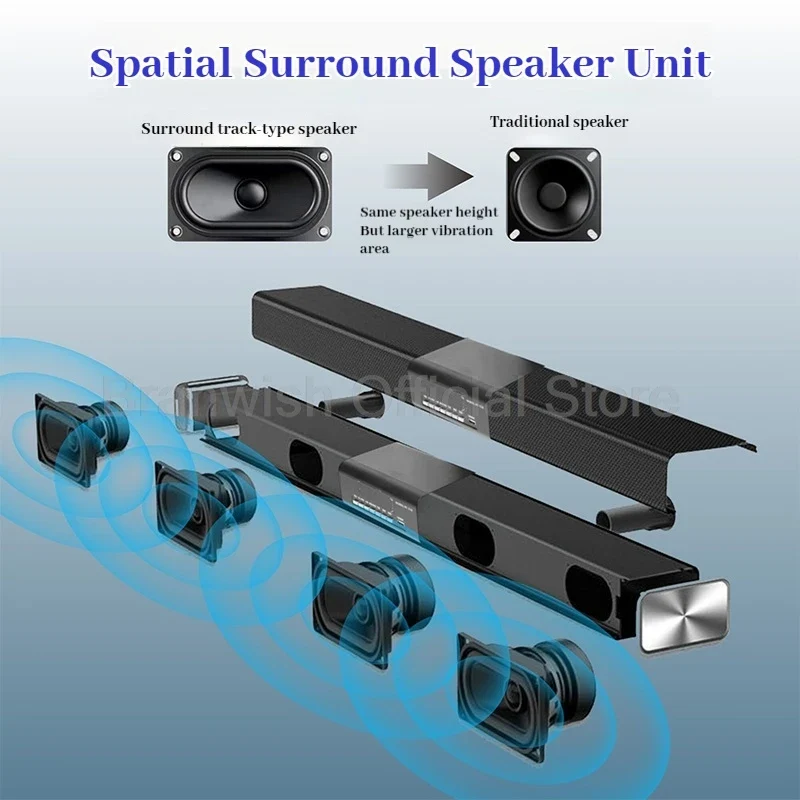 Powerful Bass 2.1 Soundbar With Subwoofer Wireless Karaoke Microphone Bluetooth 5.3 Home Theater Audio For TV Projector Home KTV