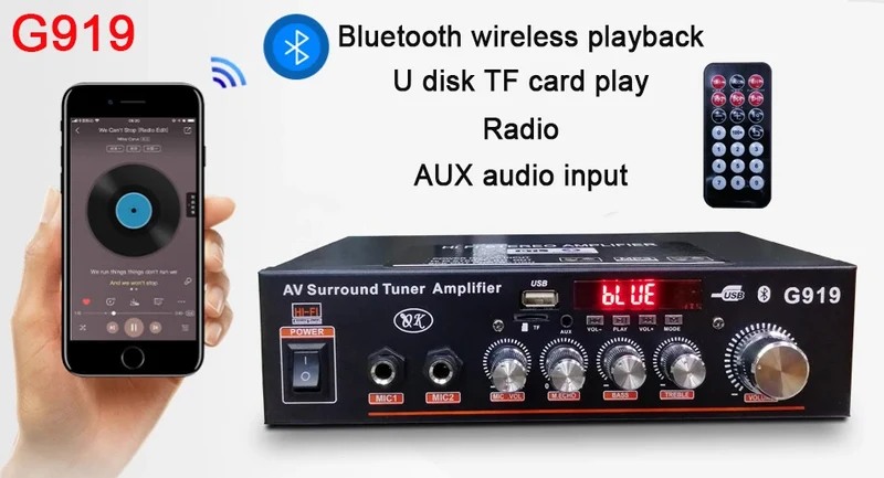G919H 1000W Home Power Amplifiers Audio Bluetooth Amplificador Subwoofer Speakers Theater Audio Sound System FM USB 110V/220V