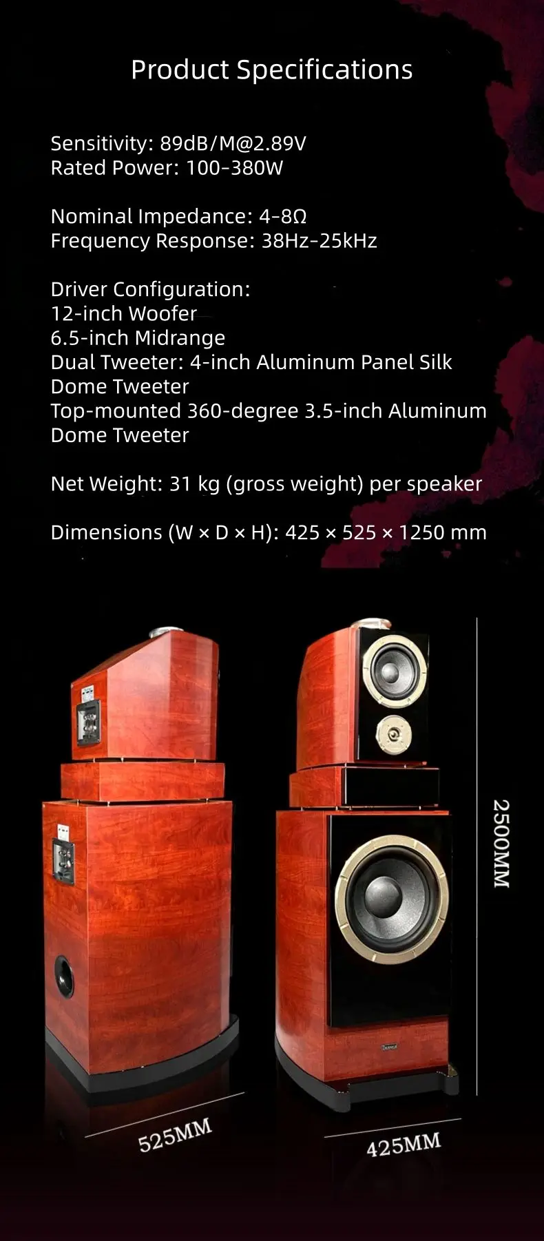 BN838 Hi-Fi Home Theater Speakers with Karaoke Amplifier, Luxury Audio System for Villa & Large Living Rooms