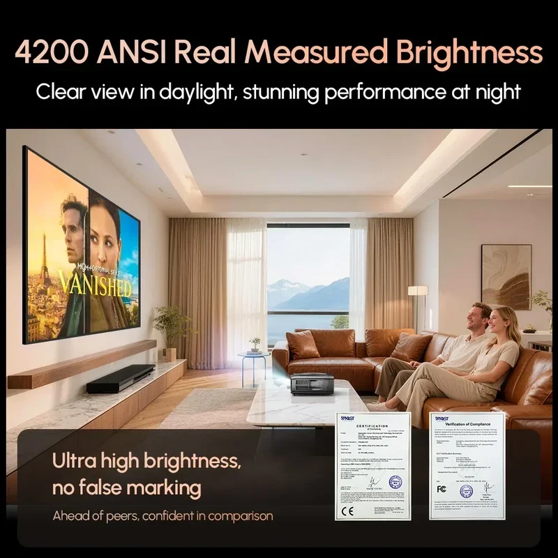 Official Google TV 4K Smart Projector Netflix Certified Native 1080P Dolby Audio WiFi6 Auto Focus HDR Home Theater HDMI BT5.4