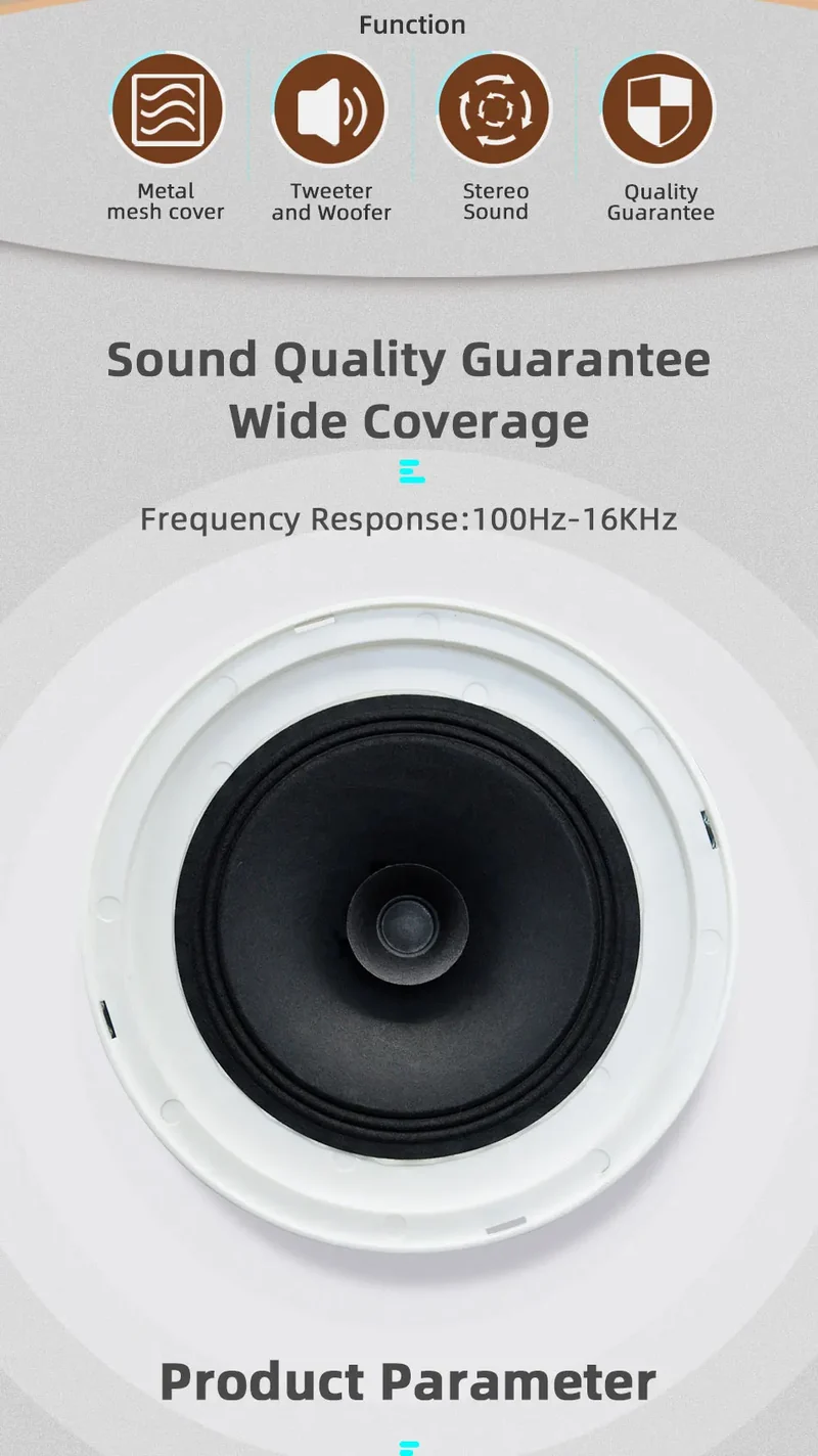 Bluetooth Wall Amplifier Smart Home Audio Mini Touch Screen 4*20W Stereo Sound Music PA System Loudspeaker Ceiling Speaker suit