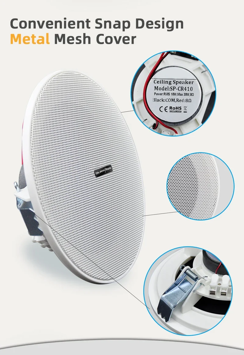Bluetooth Wall Amplifier Smart Home Audio Mini Touch Screen 4*20W Stereo Sound Music PA System Loudspeaker Ceiling Speaker suit