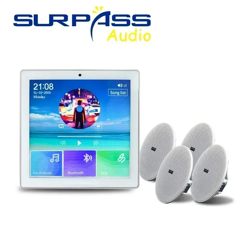 Bluetooth Wall Amplifier Smart Home Audio Mini Touch Screen 4*20W Stereo Sound Music PA System Loudspeaker Ceiling Speaker suit