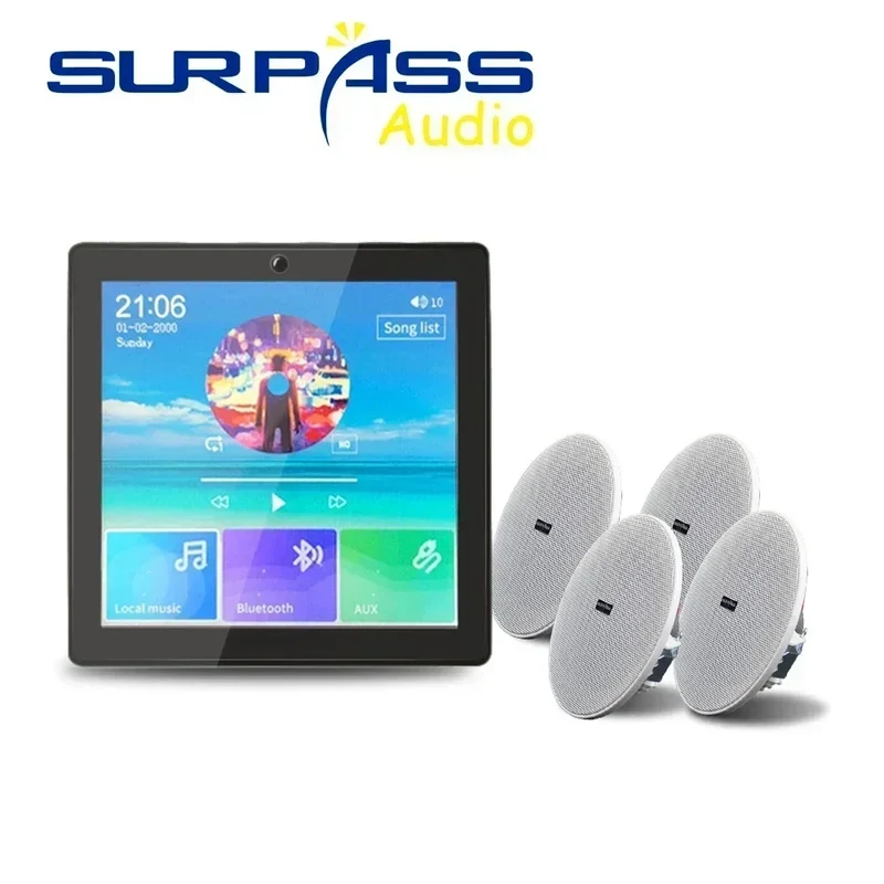 Bluetooth Wall Amplifier Smart Home Audio Mini Touch Screen 4*20W Stereo Sound Music PA System Loudspeaker Ceiling Speaker suit