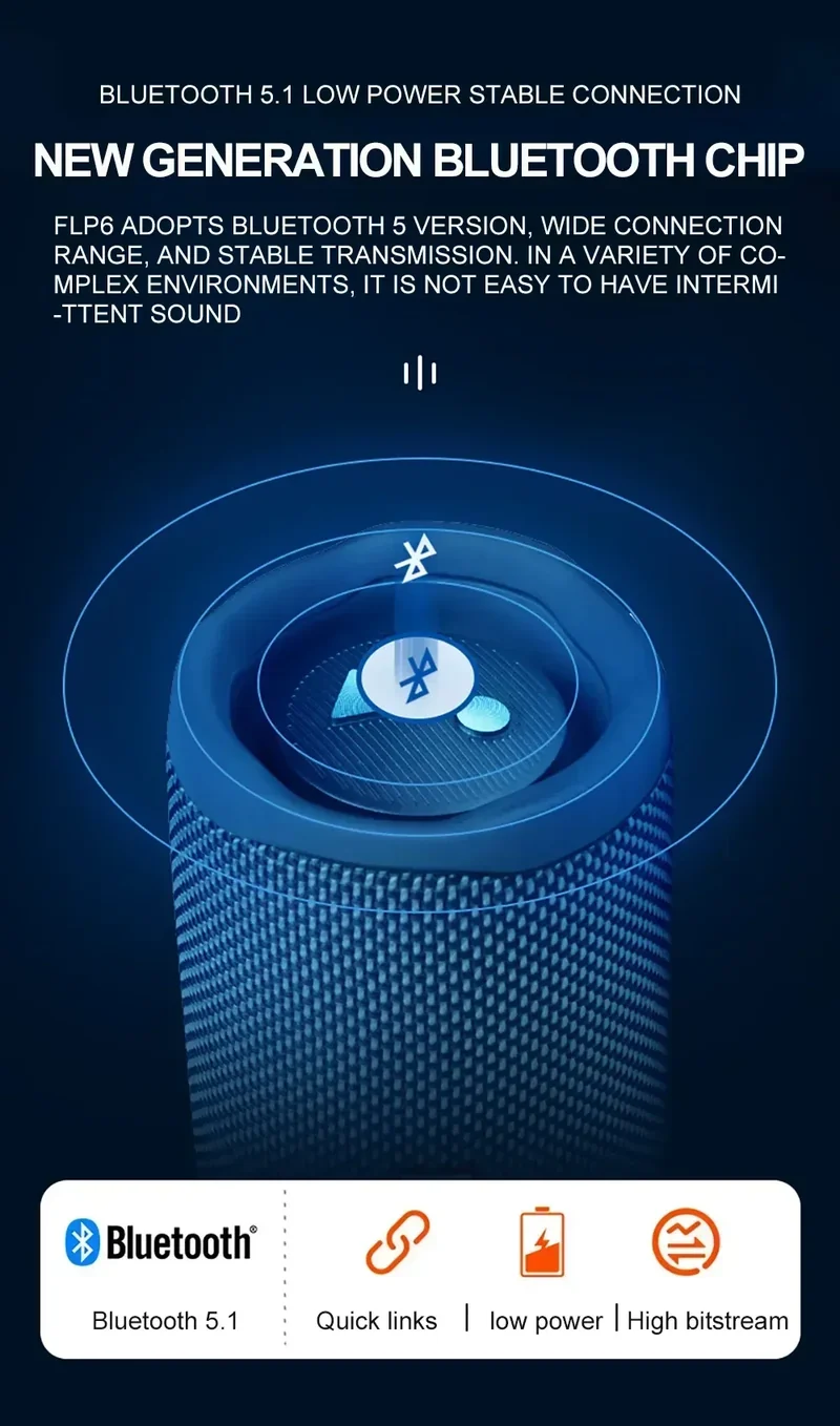 JBL FLIP 6 Wireless Bluetooth Speaker Portable IPX7 FLIP6 Waterproof Outdoor Stereo Bass Music Track Speaker Independent Tweeter