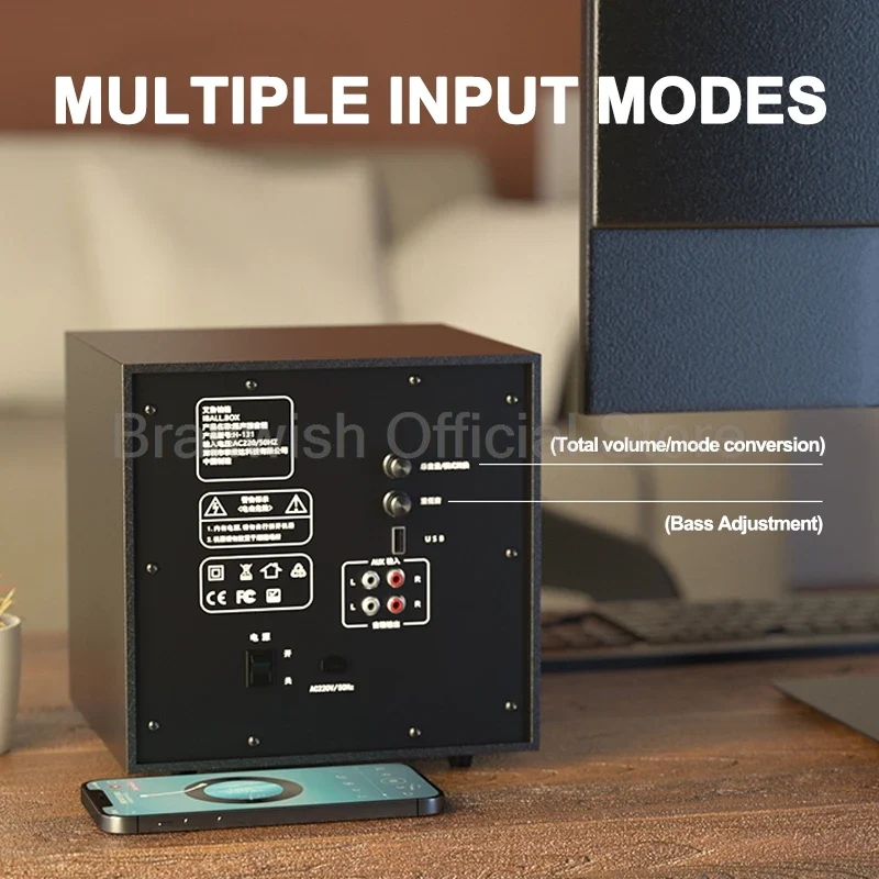 2.1 Sound Box Amplifier 31W High Power Bluetooth Speaker 4 Inch Subwoofer Home Theater Home Cinema 360°Sound System PC Audio Set