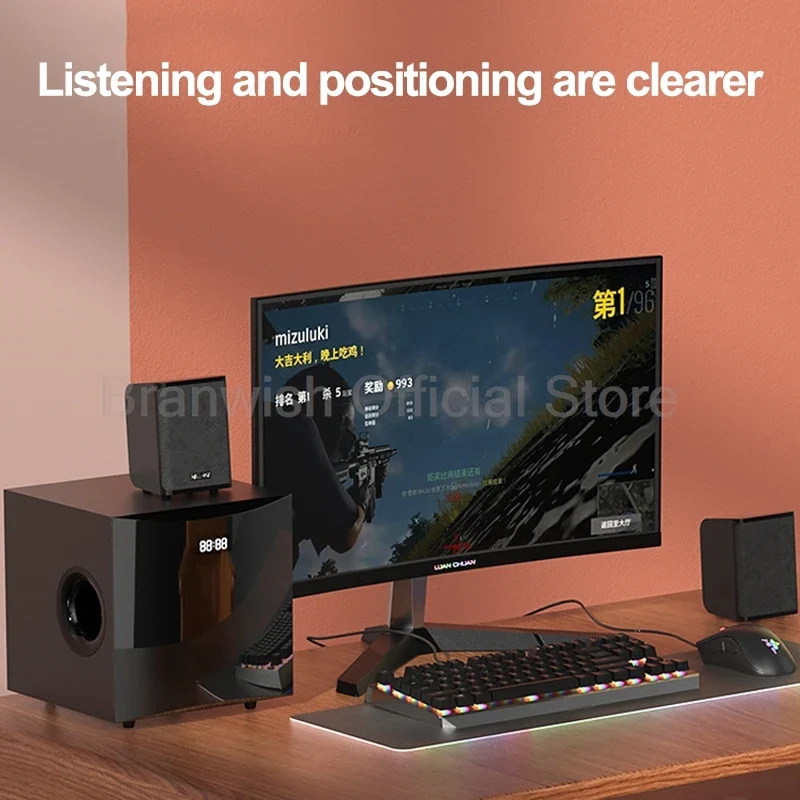 2.1 Sound Box Amplifier 31W High Power Bluetooth Speaker 4 Inch Subwoofer Home Theater Home Cinema 360°Sound System PC Audio Set